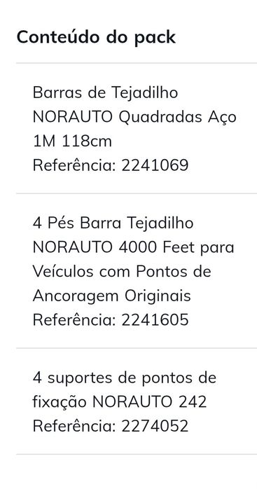 Barras de tejadilho da Norauto de aço completamente novas