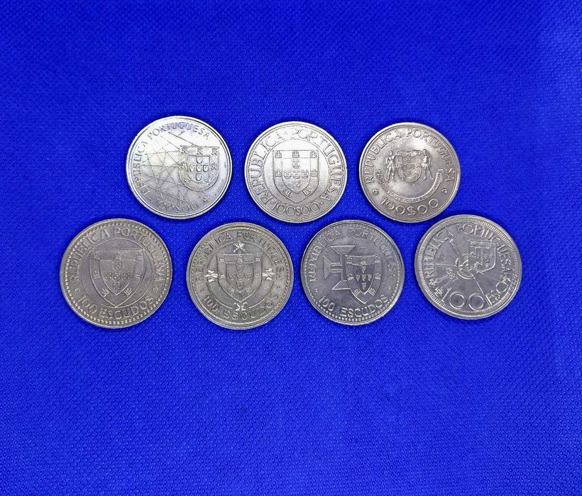 Lote de 7 moedas comemorativas 100 Escudos cobre/níquel