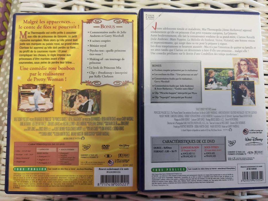 2 filmy Disney DVD - Mariage de Princesse - Princesse Malgre Elle