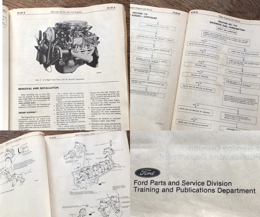 Książka Silnik Ford 1975 76 Car Shop Manual Engine vol 2 retro mechani