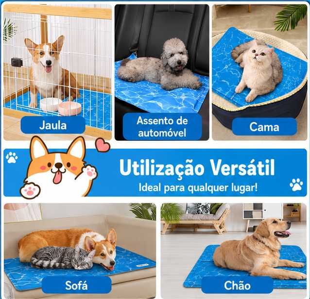 NOVO Tapete Refrescante Autoarrefecedor para Cães e Gatos – Efeito Refrigerante sem Água ou Eletricidade