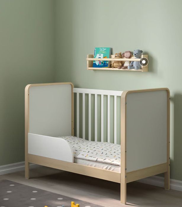Berço com Colchão IKEA, bétula/branco, 60x120 cm