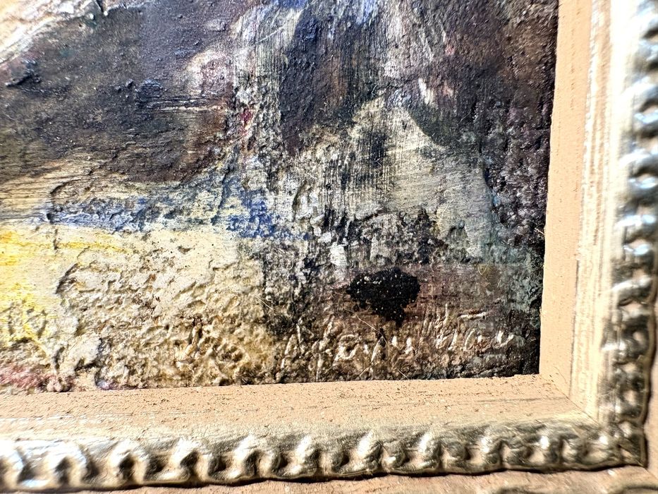 José Mergulhão: Natureza Morta antiga pintura, técnica mista em relevo