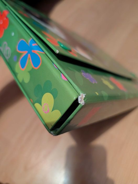 Teczka z rączką / Kuferek A4 zielona z kotkiem