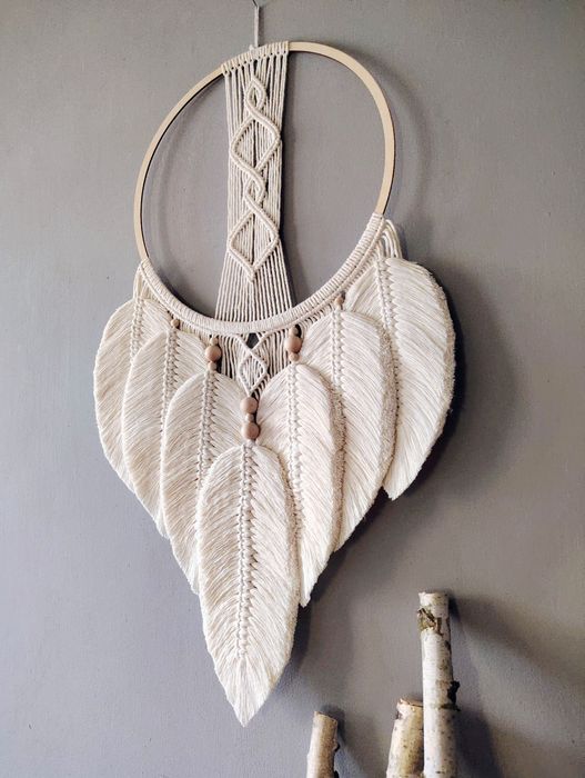 Łapacz Snów Dreamcatcher puszysty Rustykalny dom Makrama