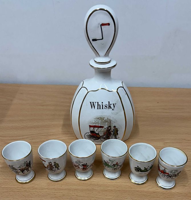 Conjunto Whisky Vintage Porcelana Carros Antigos