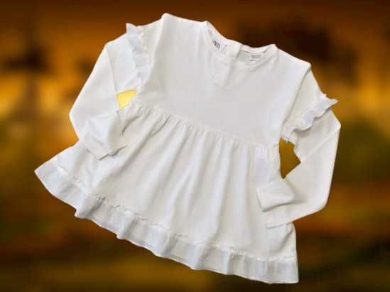 Zara белая туника с длинным рукавом лонгслив 4-5 лет