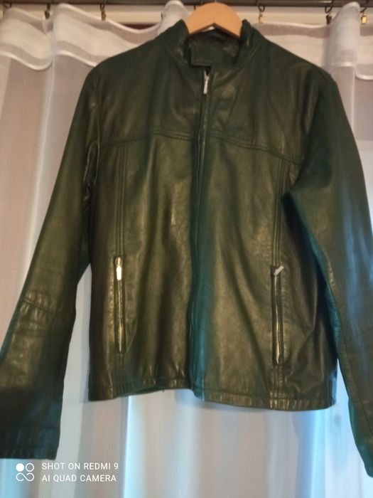 Contemporary Kurtka jesienna damska skórzana ramoneska  zieleń r. L