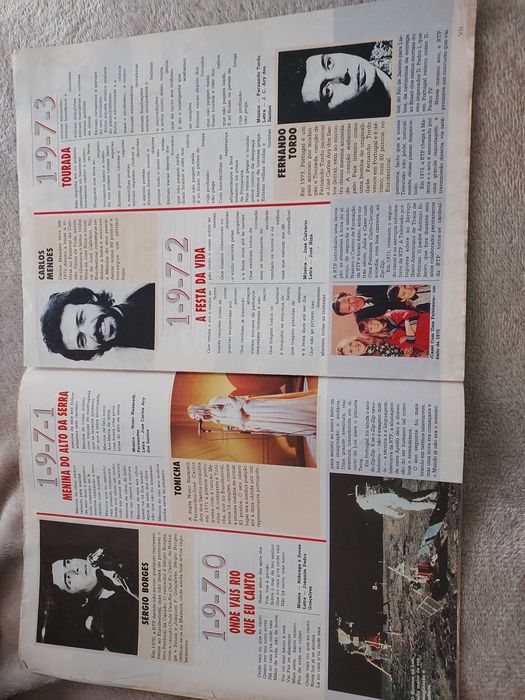 Revista TV guia com as  letras di festival da canção 1964 a 1989