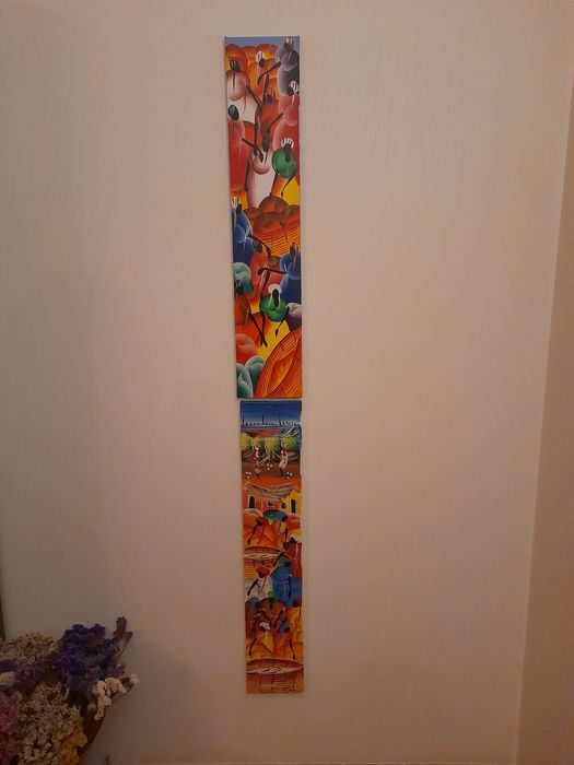 Conjunto de dois quadros em tela pintado à mão. tela pintado à mão.