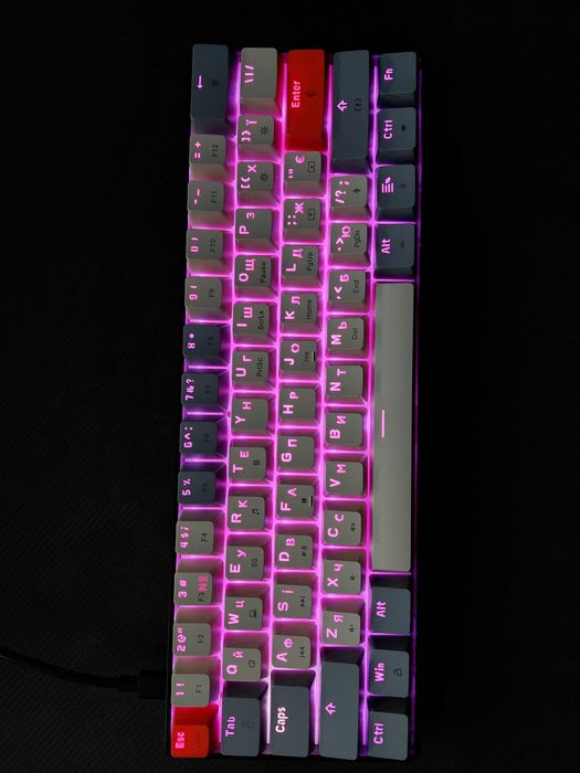 Клавіатура механічна дротова GamePro MK130R Hot-Swap Red Swich 60% RGB Black