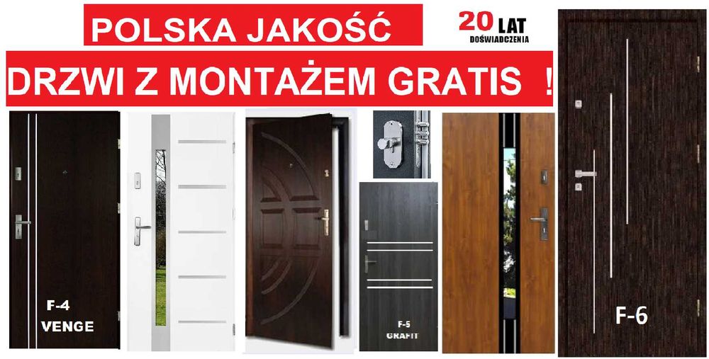 Drzwi z montażem wejściowe ZEWNĘTRZNE wewnętrzne do mieszkania w bloku