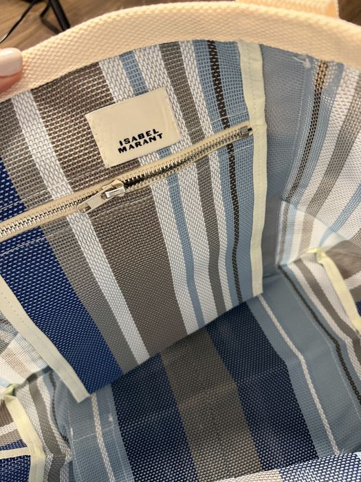 Isabel Marant shopperka niebieskie paski duża torba