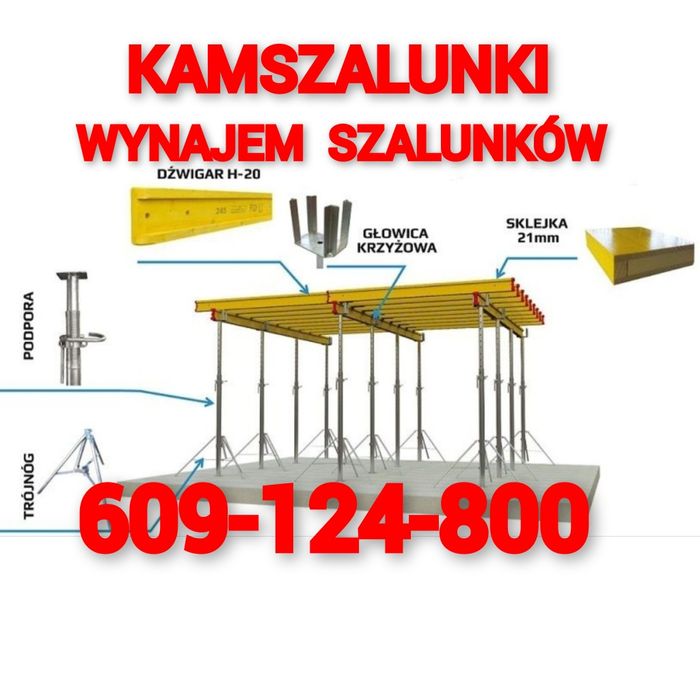 Wypożyczalnia wynajem szalunków stropowych Stemple budowlane Dzierżawa