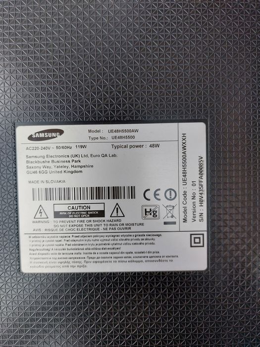 TV Samsung UE485500AW uszkodzony