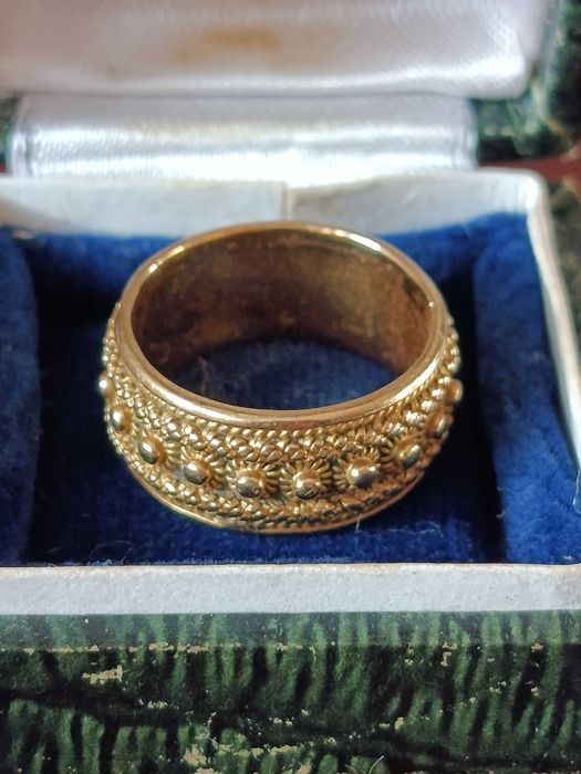 Aliança Anel Jóia Ouro Português Contrastado 19,2 QT Topázio