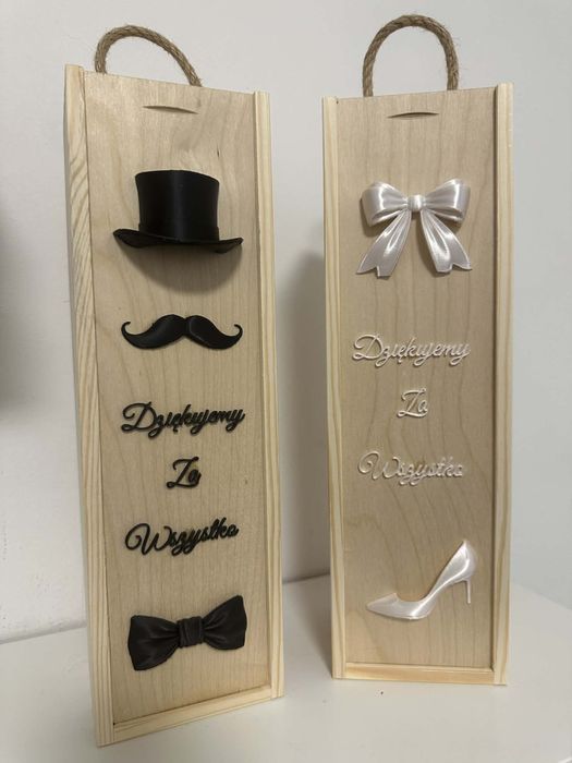 Skrzyneczki na wino zestaw podziekowania