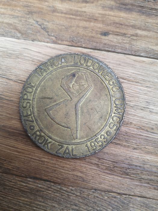 Stara moneta ZESPÓŁ TAŃCA LUDOWEGO UMCS ROK ZAŁ 1953 średnica 5 cm