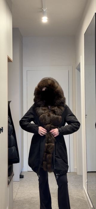 Kurtka parka z futrem naturalnym