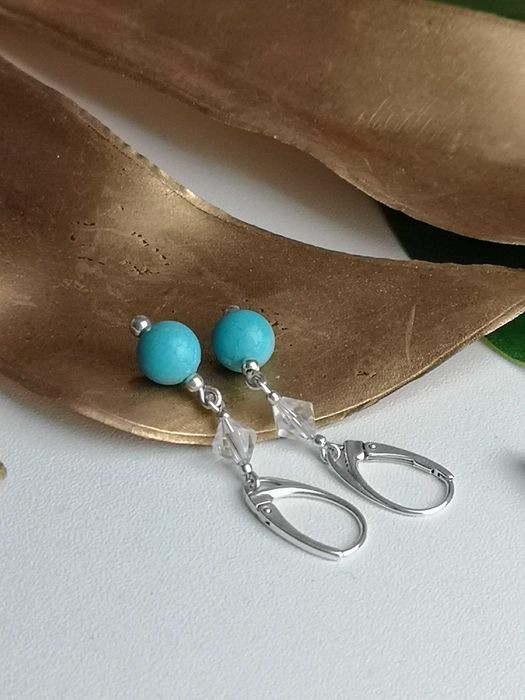 kolczyki z turkusem i kryształkami