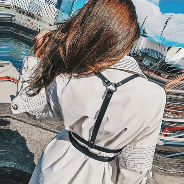 Портупея гартер эко кожа бодичейн ремни с застежками пояс на тело клас