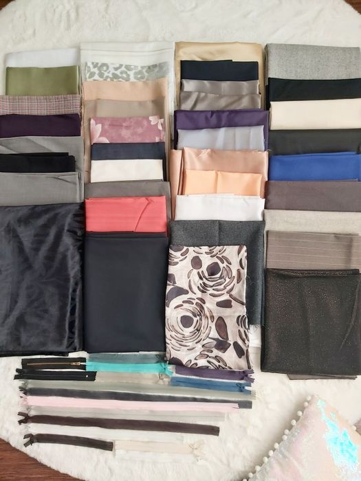 Zestaw materiałów, zamków i dodatków krawieckich DIY