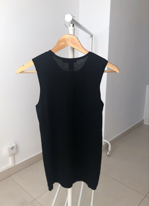 Czarny bezrękawnik, sweter bez rękawów, wełna z merynosa DKNY