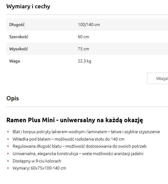 Stół rozkładany RAMEN PLUS MINI 75x60x100/140 BRW + 4x krzesło RAMEN