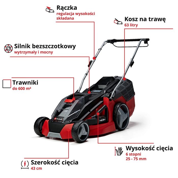 Kosiarka akumulatorowa Einhell GE-CM 43 2xAku 4ah