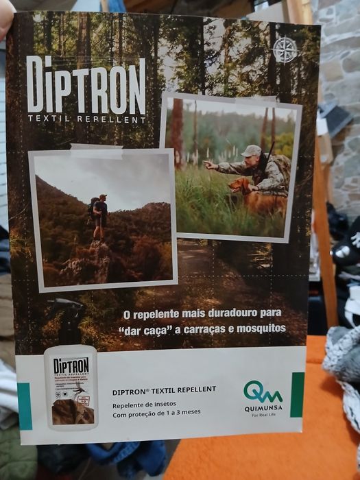 Repelente de insetos Diptron para aplicações em roupas e têxteis.
Atua