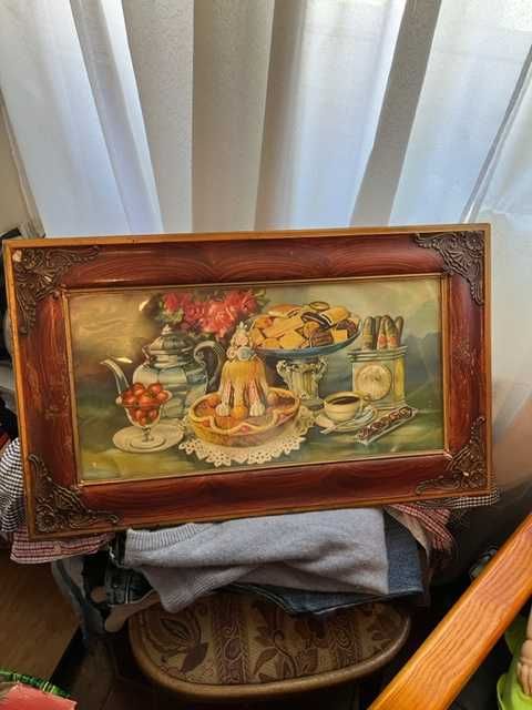 Quadro antigo pintada com moldura