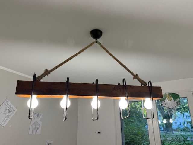 Lampa drewniana belka żyrandol lampka