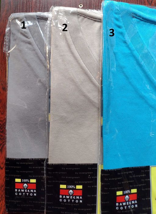 T-shirt męski L w serek/dekolt V popiel
