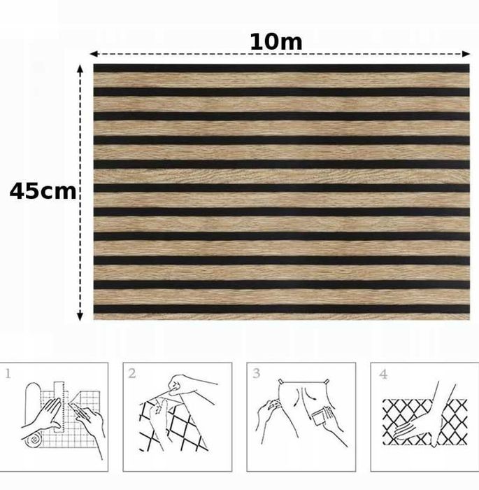 Samoprzylepna Tapeta Lamel Panele Ścienne Drewno 3D Winylowa 40x10m