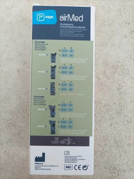 Tala imobilização de pulso sem polegar da Prim