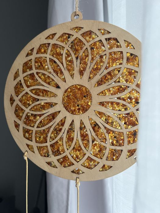 Łapacz snów bursztyn drewno prezent