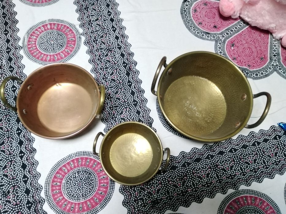 3 Tachos em Cobre e Latão