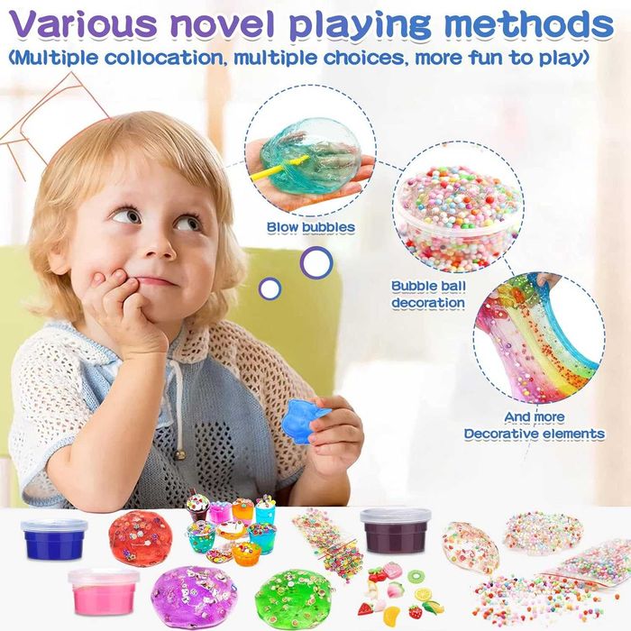 Super kit de slime lama de cristal com 24 cores + complementos - NOVO