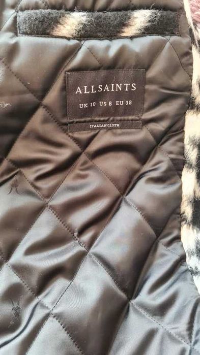 Płaszcz AllSaints eda coat – Pepitka, Alpaka, Premium