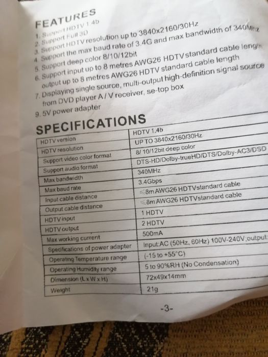 splitter HDMI 4K 1/2  nowe