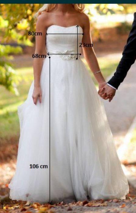 Sukienka ślubna tanio prosta świecąca  śmietankowa biel Madonna