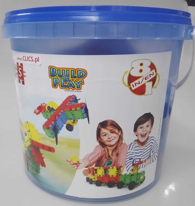 Klocki konstrukcyjne CLICS, wiaderko, 160 elementów