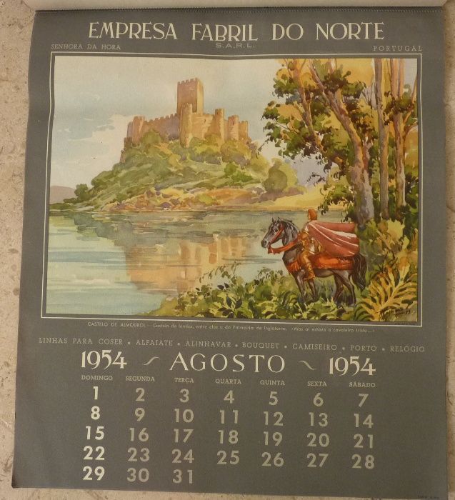 calendário antigo com lindas estampas/ aguarelas