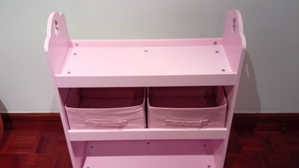 Estante Vertbaudet Infantil – 3 Níveis + 2 Cestos Rosa