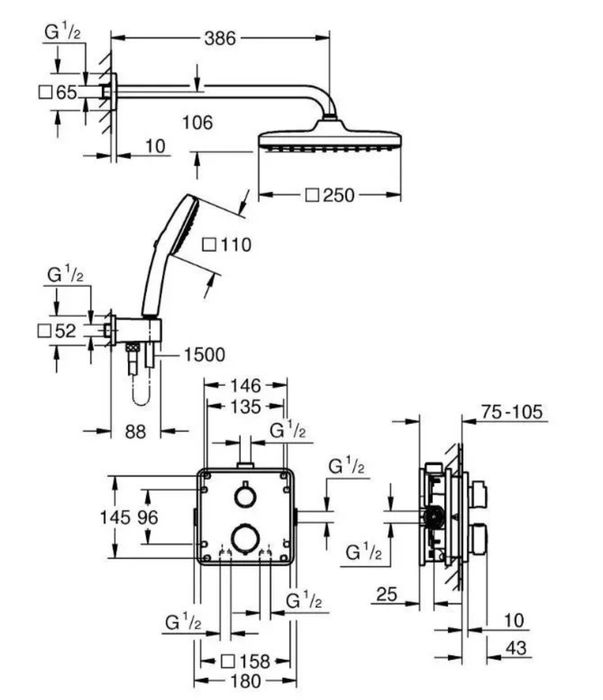 GROHE Precision zestaw podtynkowy z termostatem Vitalio 250