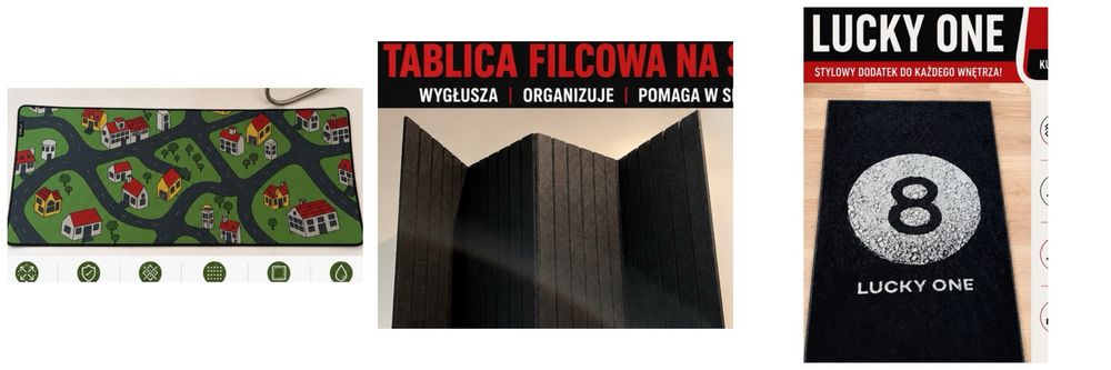 Zestaw 3 dodatków do domu i biura – mata XXL, panel akustyczny, dywanik