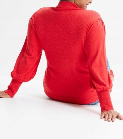B.P.C sweter dzianinowy czerwony świąteczny z napisem z cekinów r.40/4