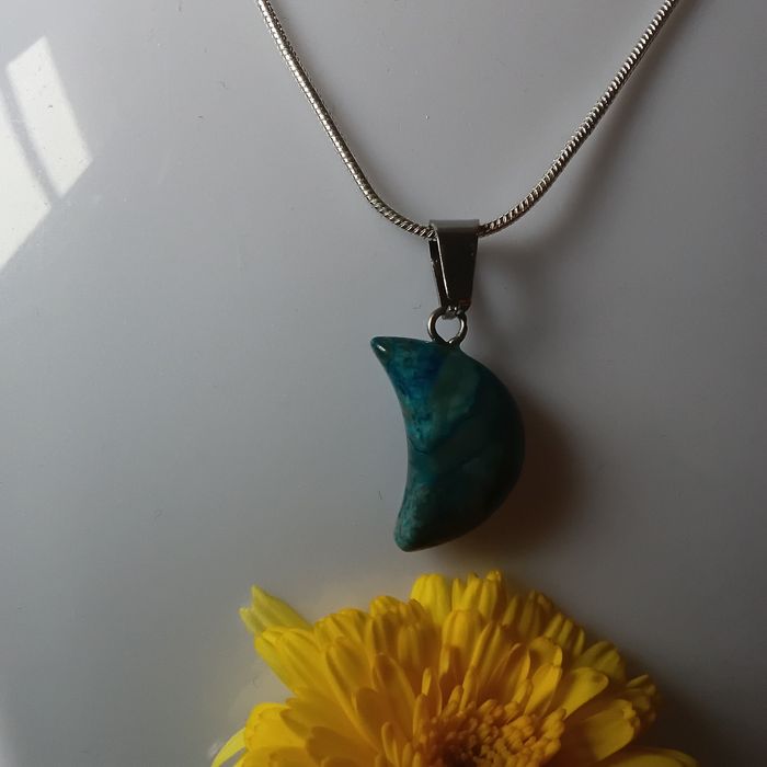 Fio em Prata com Crisocola Meia Lua