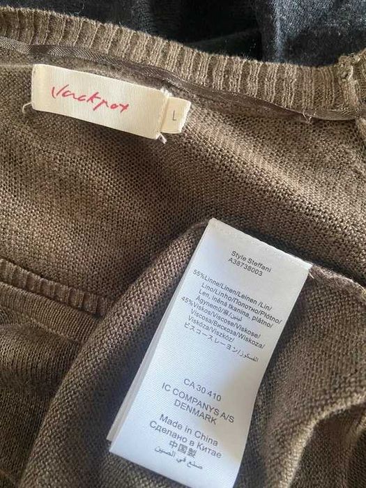 Len  l xl 42 +size braz khaki organic midi lekka sweterkowa sukienka