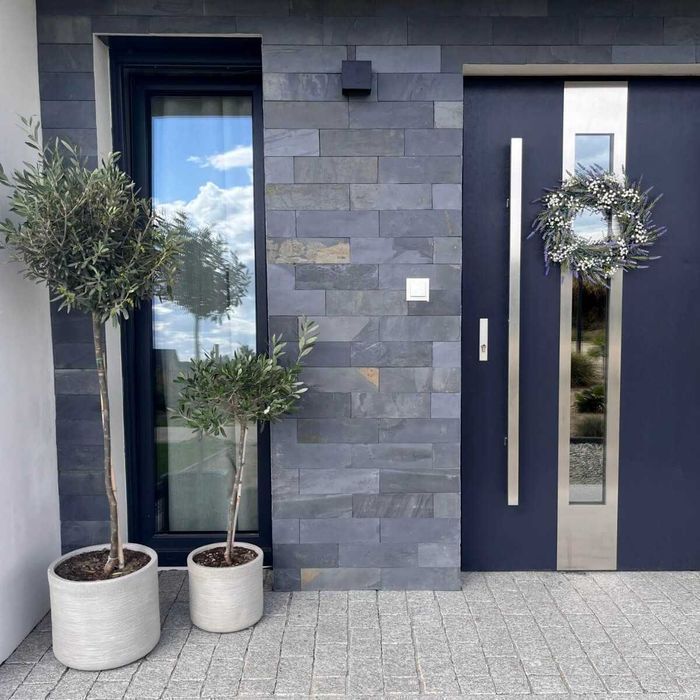 Czarny Łupek Black Slate Elewacja Panel Elewacyjny 30x10 fasada Elewacja Łupek czarna płytka na elewacje elewacyjna klepka podmurówka